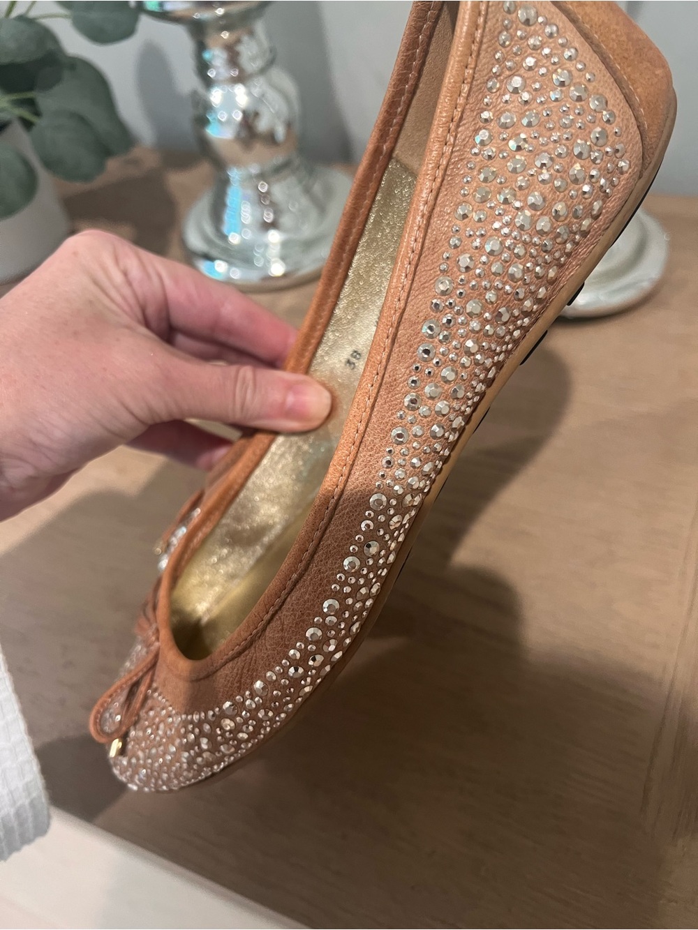 Jimmy Choo Nude Blush Crystal Embellished Ballet Flats - Picture 16 of 17